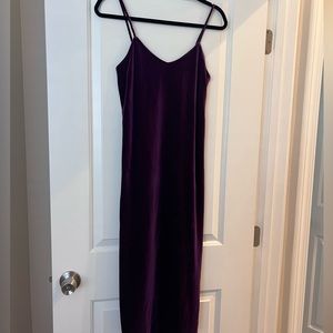 Rebecca Minkoff purple velvet strappy tank mid length dress